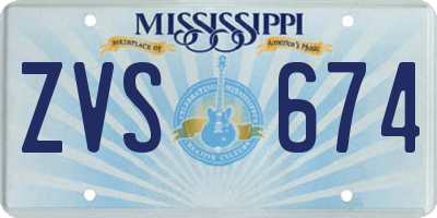 MS license plate ZVS674