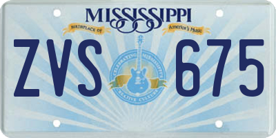 MS license plate ZVS675