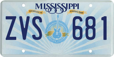 MS license plate ZVS681