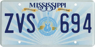 MS license plate ZVS694