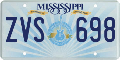 MS license plate ZVS698