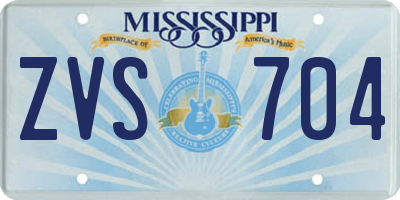MS license plate ZVS704