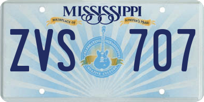 MS license plate ZVS707