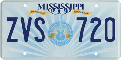 MS license plate ZVS720