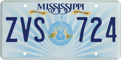 MS license plate ZVS724