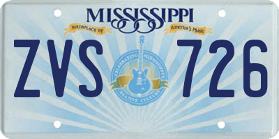 MS license plate ZVS726