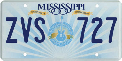 MS license plate ZVS727