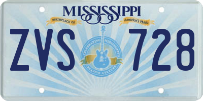 MS license plate ZVS728
