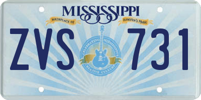 MS license plate ZVS731