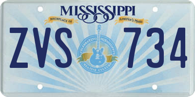 MS license plate ZVS734