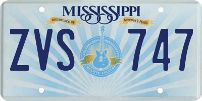 MS license plate ZVS747