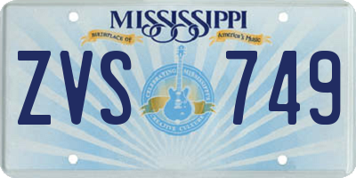 MS license plate ZVS749