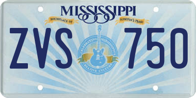 MS license plate ZVS750