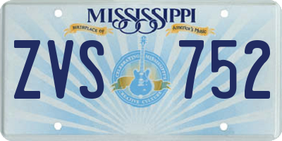 MS license plate ZVS752
