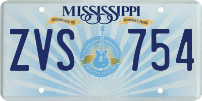 MS license plate ZVS754