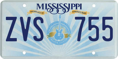 MS license plate ZVS755