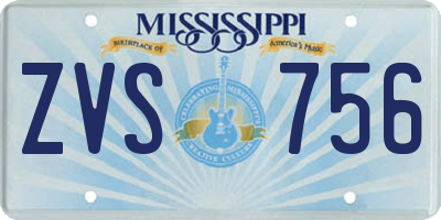 MS license plate ZVS756