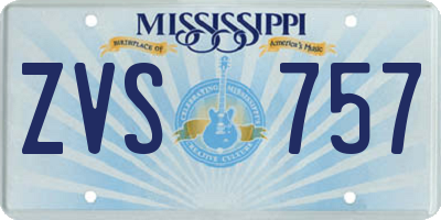 MS license plate ZVS757