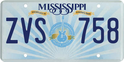 MS license plate ZVS758