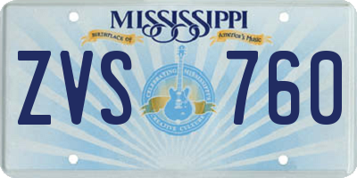 MS license plate ZVS760