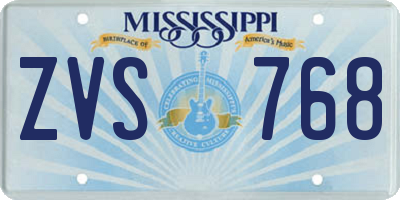 MS license plate ZVS768