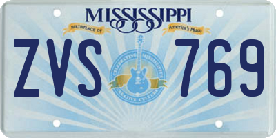 MS license plate ZVS769