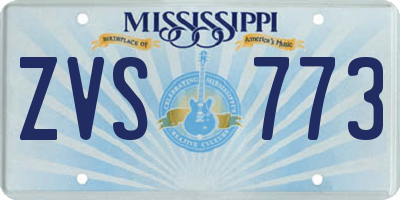 MS license plate ZVS773
