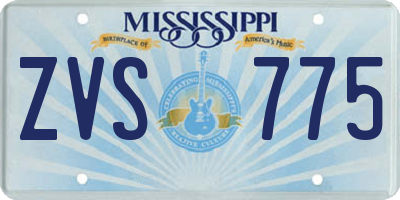 MS license plate ZVS775
