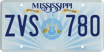 MS license plate ZVS780