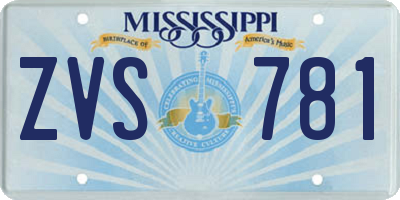 MS license plate ZVS781