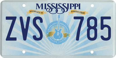 MS license plate ZVS785