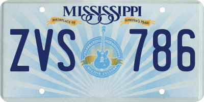 MS license plate ZVS786