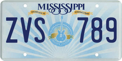 MS license plate ZVS789