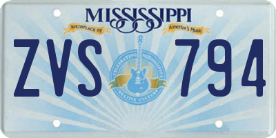 MS license plate ZVS794