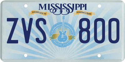 MS license plate ZVS800