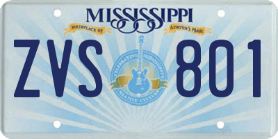 MS license plate ZVS801