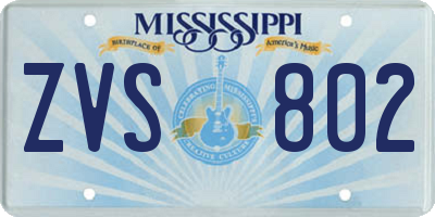MS license plate ZVS802