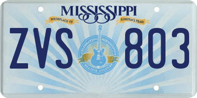 MS license plate ZVS803
