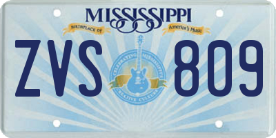 MS license plate ZVS809
