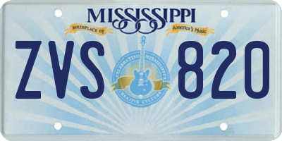MS license plate ZVS820