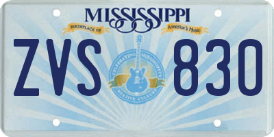MS license plate ZVS830