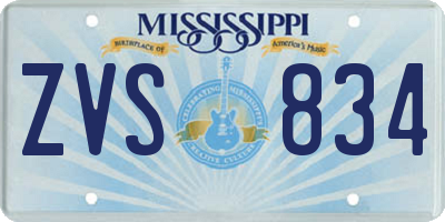MS license plate ZVS834
