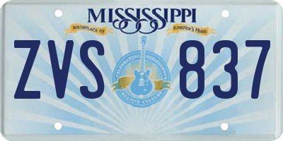 MS license plate ZVS837