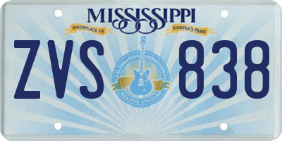 MS license plate ZVS838