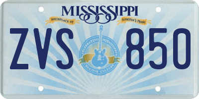MS license plate ZVS850