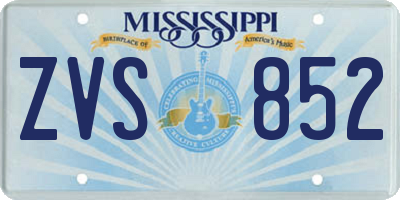 MS license plate ZVS852