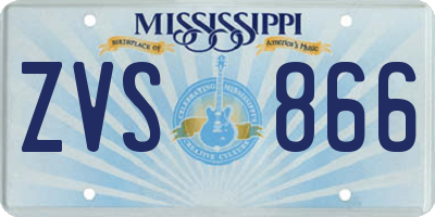 MS license plate ZVS866