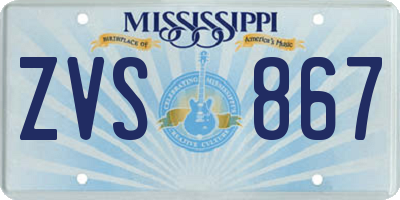 MS license plate ZVS867