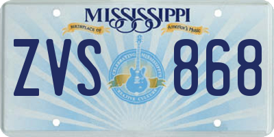 MS license plate ZVS868