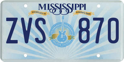 MS license plate ZVS870